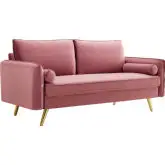 Revive Sofa in Dusty Rose Velvet on Gold Iron Legs