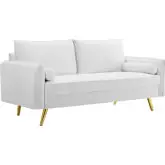 Revive Sofa in White Velvet on Gold Iron Legs