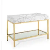 Kingsley 50" Bathroom Vanity in White Faux Marble & Gold Stainless