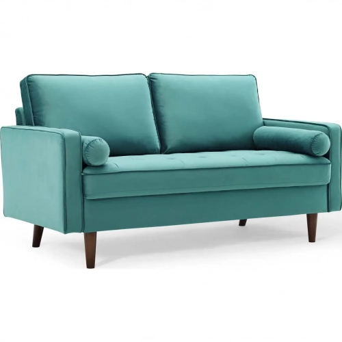 Valour Loveseat in Teal Velvet