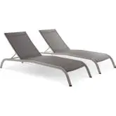 Savannah Outdoor Chaise Lounge in Gray Mesh (Set of 2)