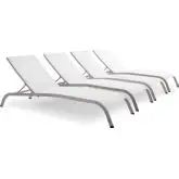 Savannah Outdoor Chaise Lounge in White Mesh (Set of 4)