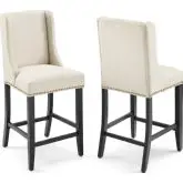 Baron Counter Stool in Beige Fabric (Set of 2)