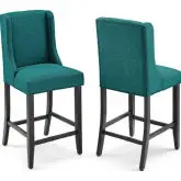 Baron Counter Stool in Teal Blue Fabric (Set of 2)