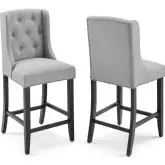 Baronet Counter Stool in Tufted Light Gray Fabric (Set of 2)