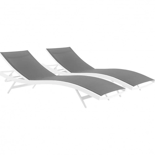 Glimpse Outdoor Chaise Lounge Chair in Grey Mesh (Set of 2)