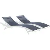 Glimpse Outdoor Chaise Lounge Chair in Navy Blue Mesh (Set of 2)