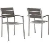 Shore Outdoor Dining Arm Chair in Gray Poly Wood & Metal (Set of 2)