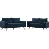 Revive Sofa & Loveseat Set in Azure Fabric