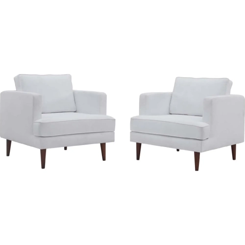 Agile Arm Chair in White Fabric (Set of 2)