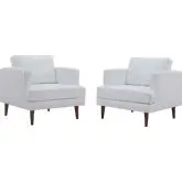 Agile Arm Chair in White Fabric (Set of 2)