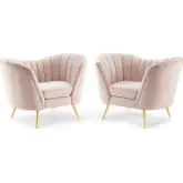 Opportunity Arm Chair in Pink Velvet & Gold (Set of 2)