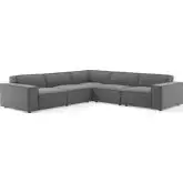 Restore 5 Piece Sectional Sofa in Charcoal Fabric