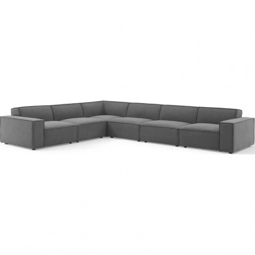 Restore 6 Piece Sectional Sofa in Charcoal Fabric