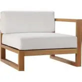 Upland Outdoor Right Arm Chair in Teak & White Fabric