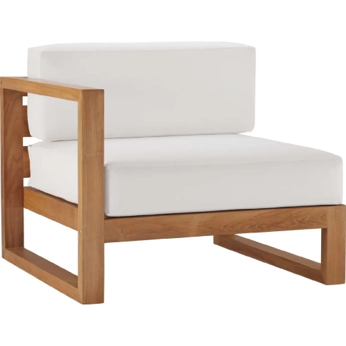 Upland Outdoor Left Arm Chair in Teak & White Fabric