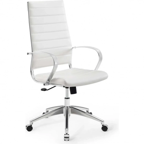 Jive Highback Office Chair in White Leatherette & Chrome