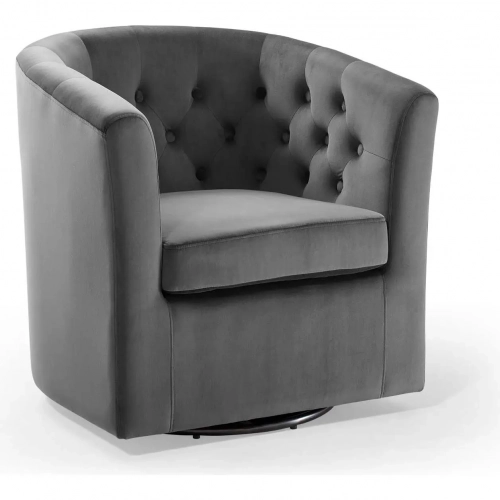 Prospect Swivel Arm Chair in Tufted Charcoal Fabric