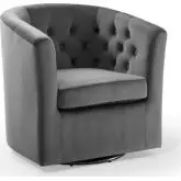 Prospect Swivel Arm Chair in Tufted Charcoal Fabric