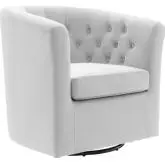 Prospect Swivel Arm Chair in Tufted Light Gray Fabric