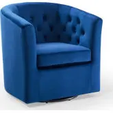 Prospect Swivel Arm Chair in Tufted Navy Fabric