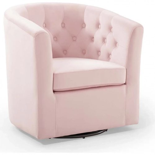 Prospect Swivel Arm Chair in Tufted Pink Fabric