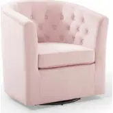 Prospect Swivel Arm Chair in Tufted Pink Fabric