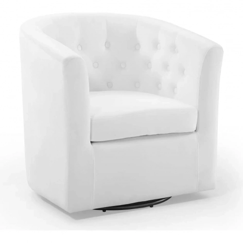 Prospect Swivel Arm Chair in Tufted White Fabric