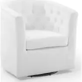 Prospect Swivel Arm Chair in Tufted White Fabric