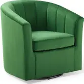 Prospect Swivel Arm Chair in Tufted Emerald Green Velvet on Espresso Legs