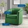 Prospect Swivel Arm Chair in Tufted Emerald Green Velvet on Espresso Legs