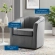 Prospect Swivel Arm Chair in Tufted Light Gray Velvet on Espresso Legs