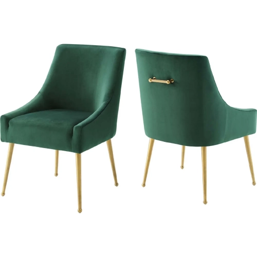 Discern Dining Chair in Green Velvet & Gold (Set of 2)