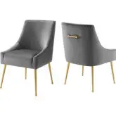 Discern Dining Chair in Gray Velvet & Gold (Set of 2)