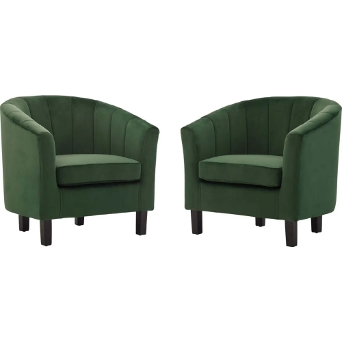 Prospect Arm Chair in Channel Tufted Emerald Velvet (Set of 2)