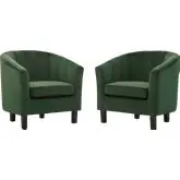 Prospect Arm Chair in Channel Tufted Emerald Velvet (Set of 2)