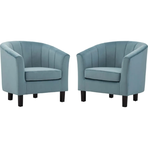 Prospect Arm Chair in Channel Tufted Light Blue Velvet (Set of 2)