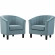 Prospect Arm Chair in Channel Tufted Light Blue Velvet (Set of 2)