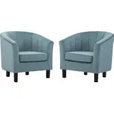 Prospect Arm Chair in Channel Tufted Light Blue Velvet (Set of 2)