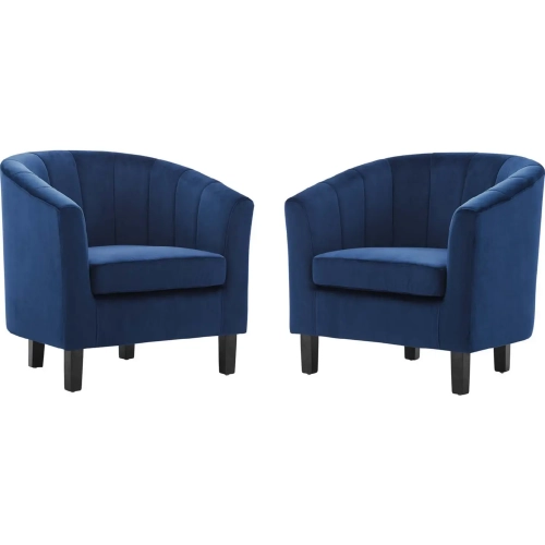 Prospect Arm Chair in Channel Tufted Navy Blue Velvet (Set of 2)