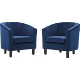 Prospect Arm Chair in Channel Tufted Navy Blue Velvet (Set of 2)