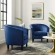 Prospect Arm Chair in Channel Tufted Navy Blue Velvet (Set of 2)