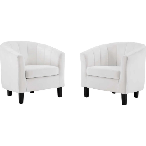 Prospect Arm Chair in Channel Tufted White Velvet (Set of 2)