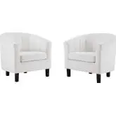 Prospect Arm Chair in Channel Tufted White Velvet (Set of 2)