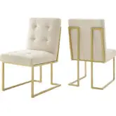 Privy Dining Chair in Beige Fabric & Gold Stainless (set of 2)