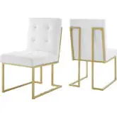 Privy Dining Chair in White Fabric & Gold Stainless (set of 2)