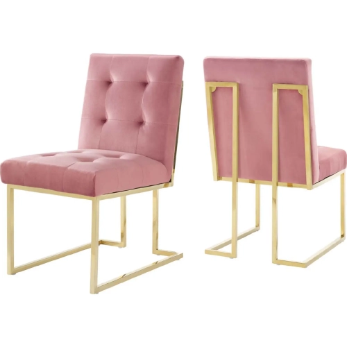 Privy Dining Chair in Dusty Rose Velvet & Gold Stainless (Set of 2)