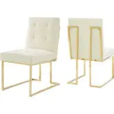 Privy Dining Chair in Ivory Velvet & Gold Stainless (Set of 2)