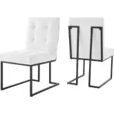 Privy Dining Chair in White Fabric & Black Stainless (Set of 2)