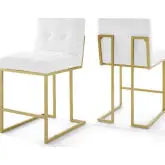 Privy Counter Stool in White Fabric & Gold Stainless (set of 2)